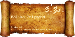 Balika Zsigmond névjegykártya